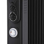 9 Fin Oil Filled Radiator 2kW with Timer Black