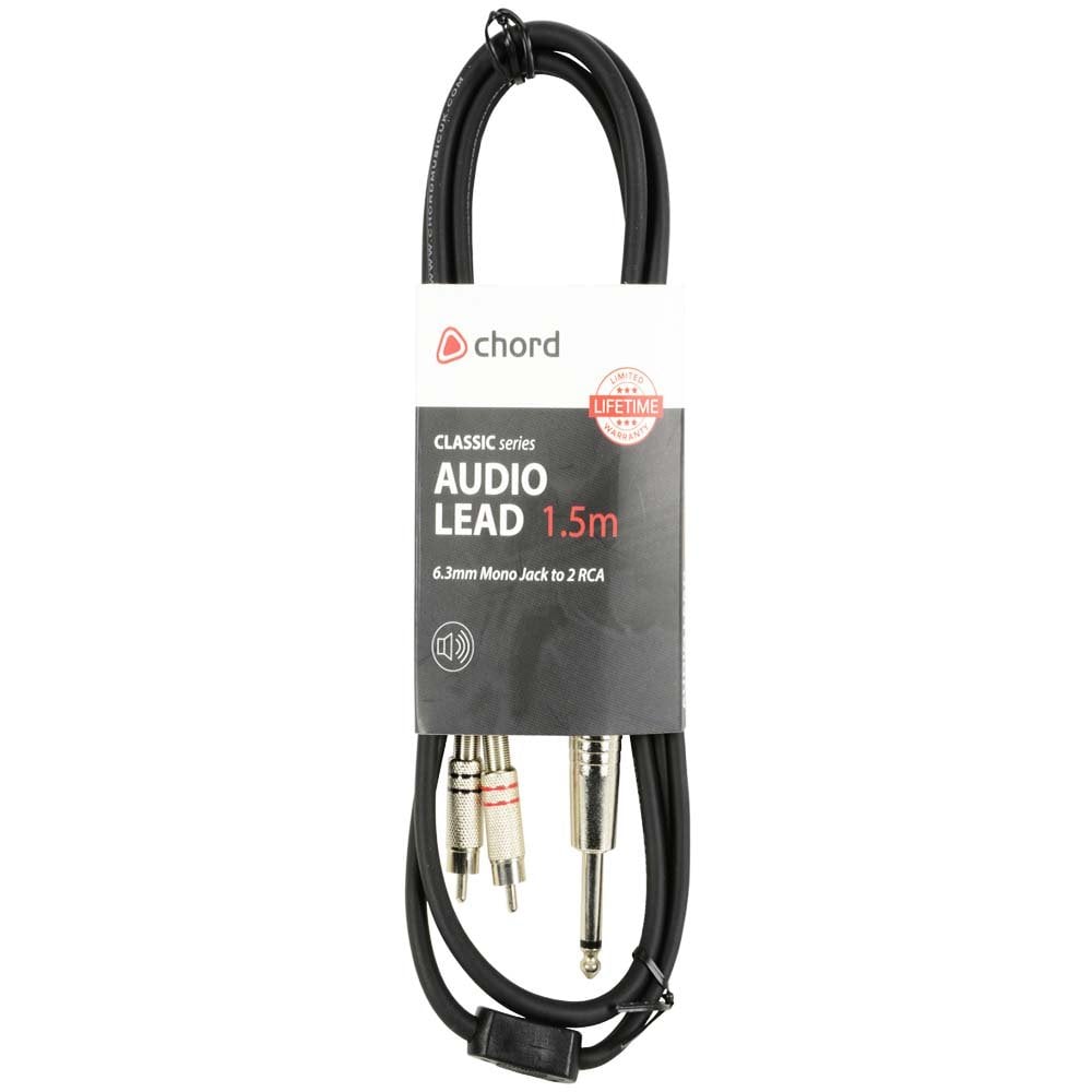 6.35mm Mono Jack to Twin RCA Cable