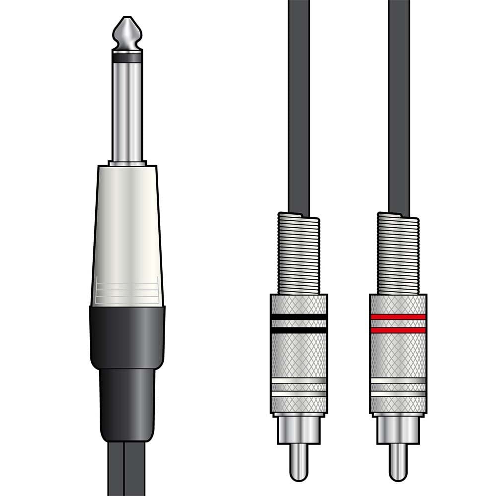 6.35mm Mono Jack to Twin RCA Cable