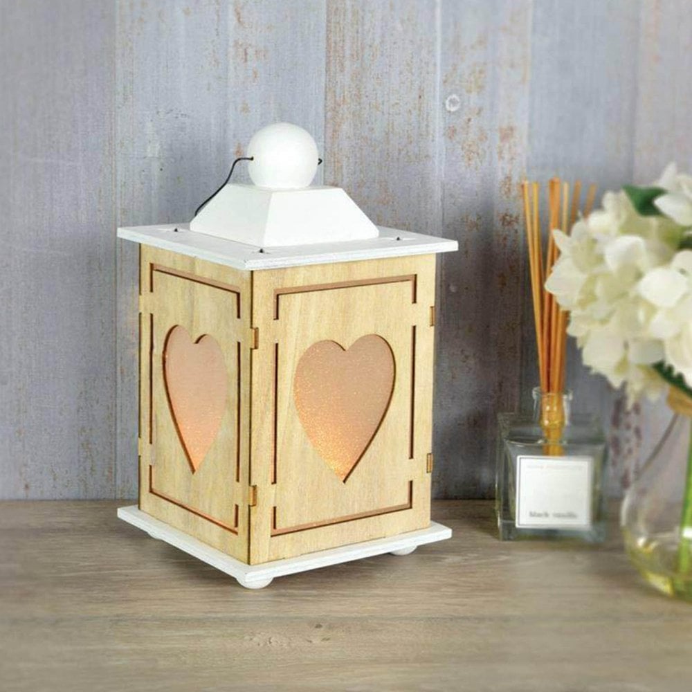 Twin Wooden Lantern Shabby Chic decor Heart Light