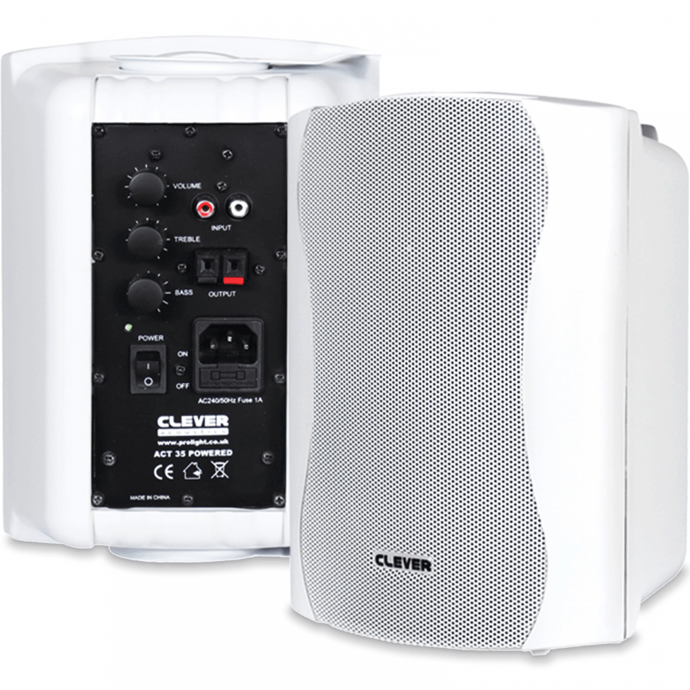 Pair of ACT 35 Watt White Powered Speakers