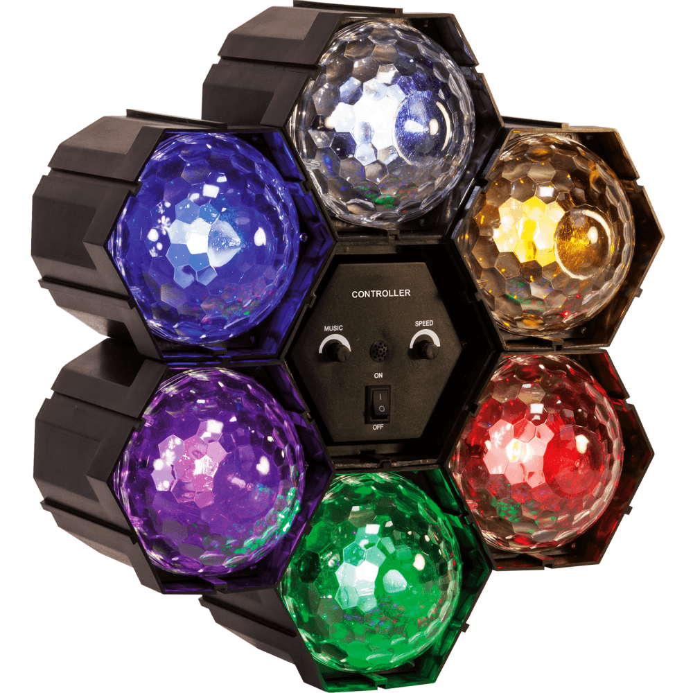 6 Way Pod Disco Party DJ Multi Colour LED Lamp Light FX