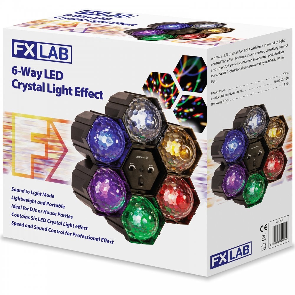 6 Way Pod Disco Party DJ Multi Colour LED Lamp Light FX