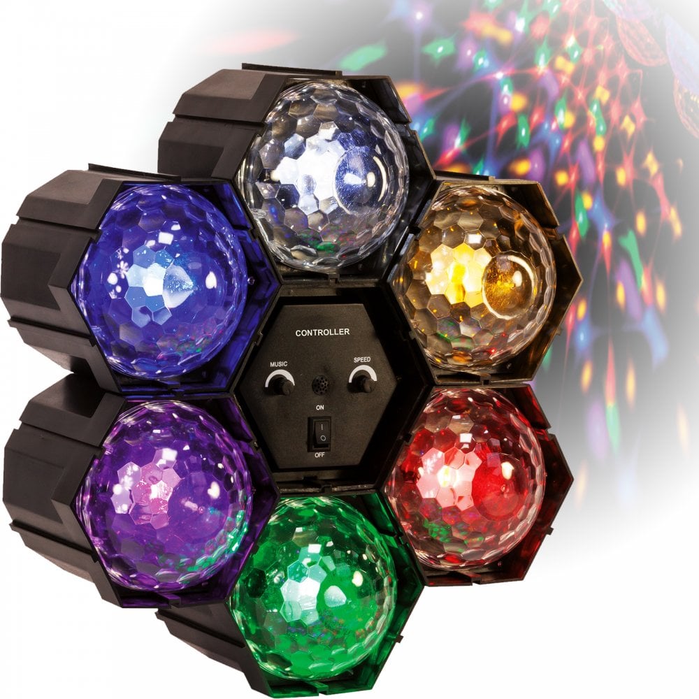 6 Way Pod Disco Party DJ Multi Colour LED Lamp Light FX