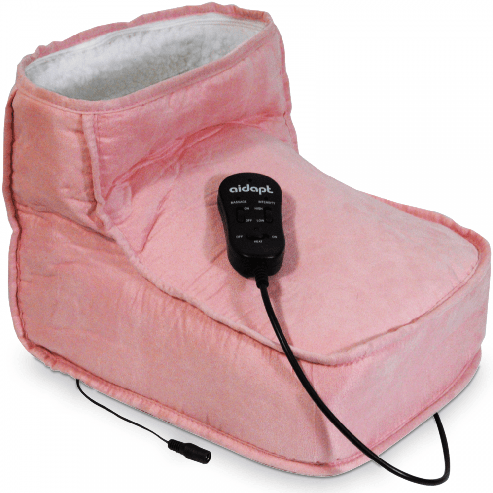Fleece Lined Massage Boot in Pink Remote Control Heat & Speed Settings