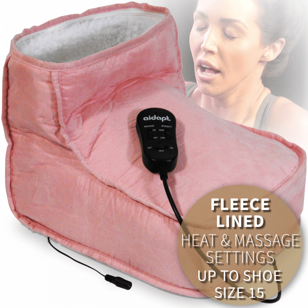 Fleece Lined Massage Boot in Pink Remote Control Heat & Speed Settings