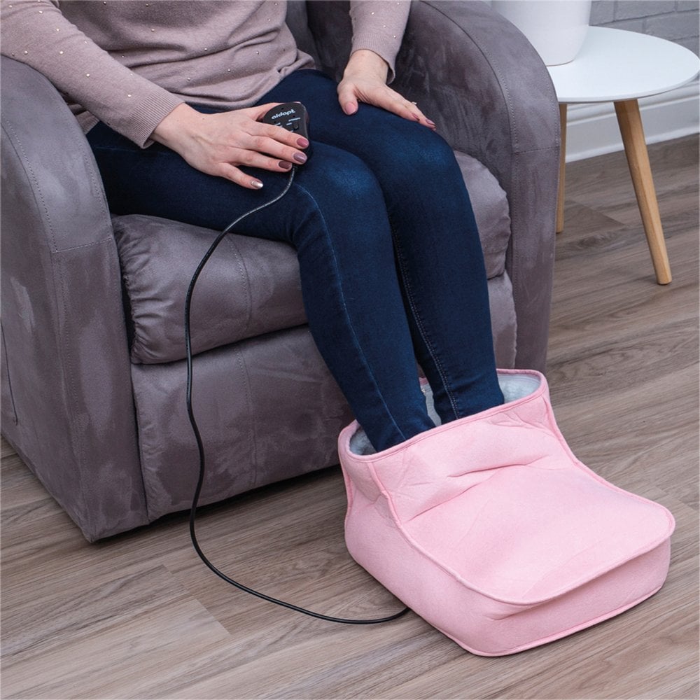 Fleece Lined Massage Boot in Pink Remote Control Heat & Speed Settings