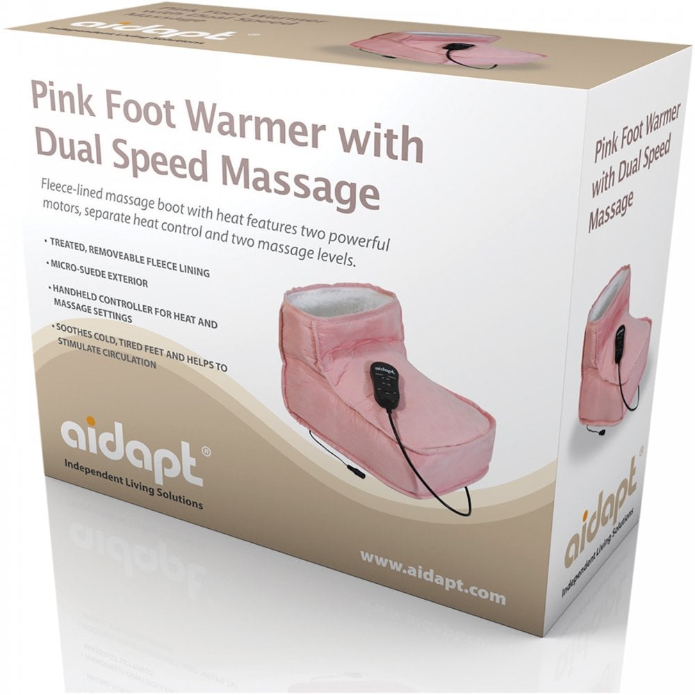 Fleece Lined Massage Boot in Pink Remote Control Heat & Speed Settings