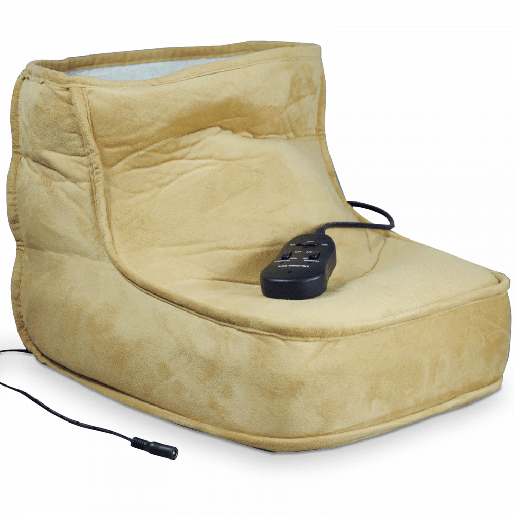 Fleece Lined Massage Boot in Beige Remote Control Heat & Speed Settings