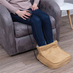 Fleece Lined Massage Boot in Beige Remote Control Heat & Speed Settings