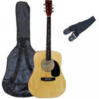 Full Size Black Acoustic Guitar with Bag and Strap
