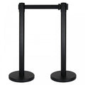 Retractable Barriers – Black Pole with Black Strap (Set of 2)