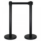 Retractable Barriers – Black Pole with Black Strap (Set of 2)