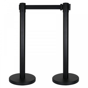 Retractable Barriers – Black Pole with Black Strap (Set of 2)