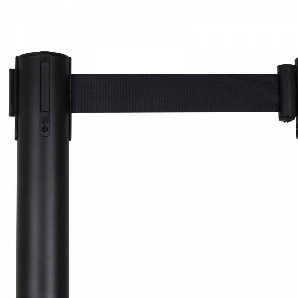 Retractable Barriers – Black Pole with Black Strap (Set of 2)