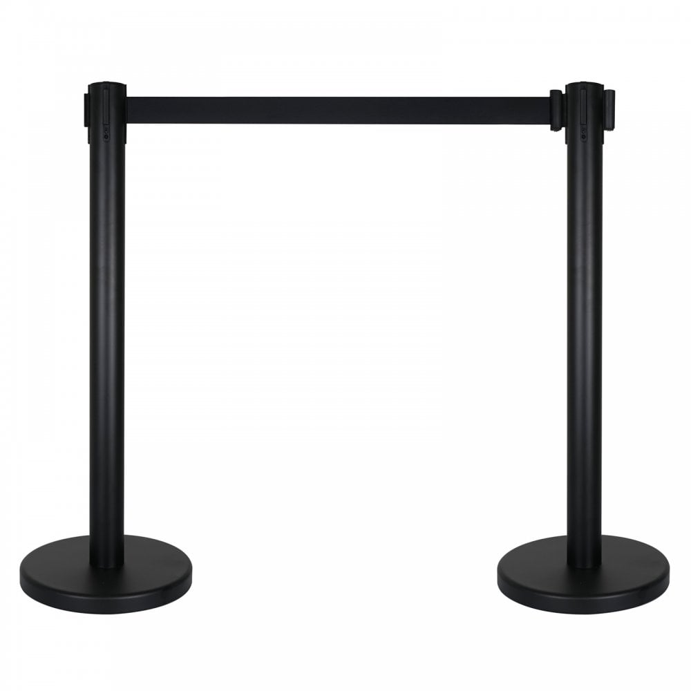 Retractable Barriers – Black Pole with Black Strap (Set of 2)