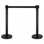 Retractable Barriers – Black Pole with Black Strap (Set of 2)
