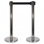 Retractable Barriers – Chrome Pole with Black Strap (Set of 2)