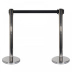 Retractable Barriers – Chrome Pole with Black Strap (Set of 2)