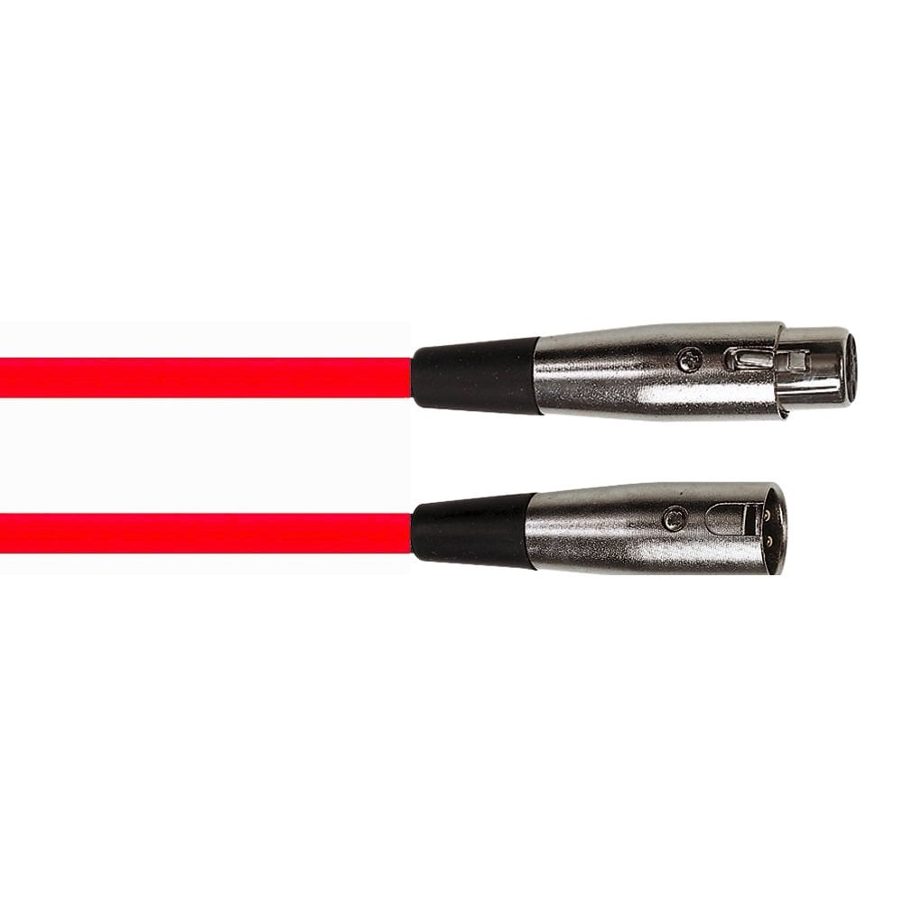 Pack of 5 Red 3 Pin XLR Line Female Socket to Male Plug Patch Lead 1M