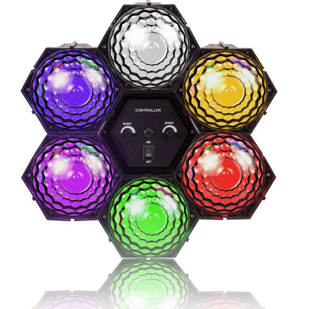 6 Way Pod Disco Party DJ Multi Colour LED Lamp Light FX