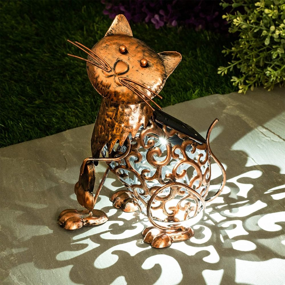 Solar Power LED Silhouette Cat Garden Light