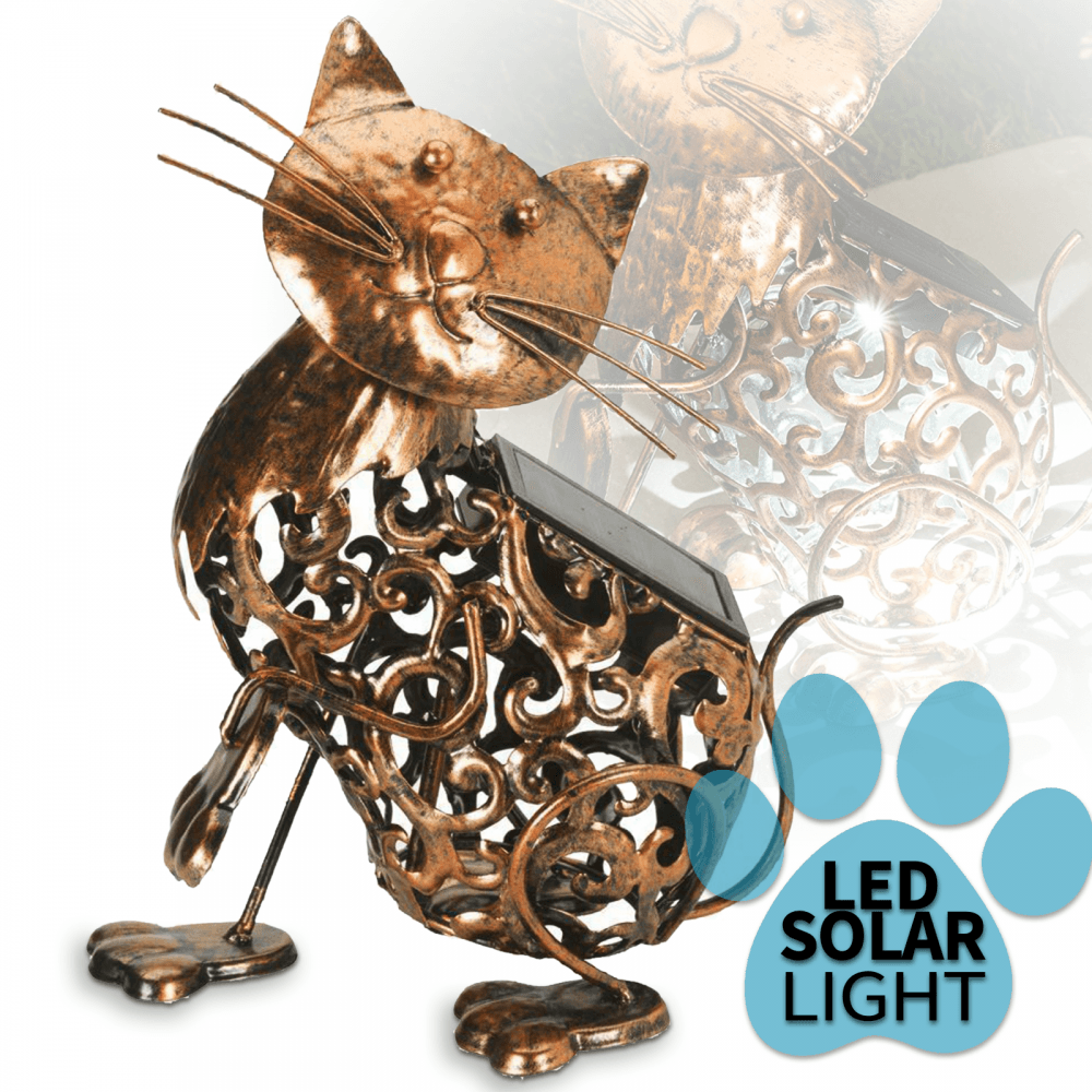Solar Power LED Silhouette Cat Garden Light
