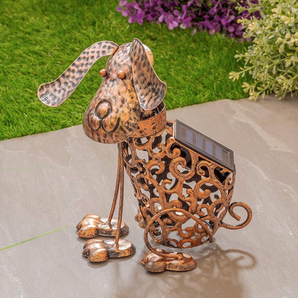 Solar Power LED Silhouette Dog Garden Light