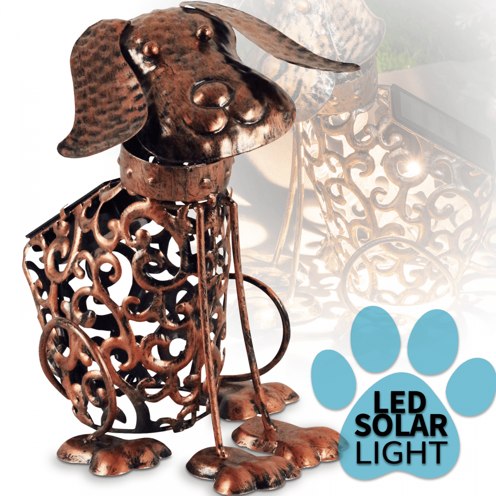 Solar Power LED Silhouette Dog Garden Light