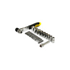 23Pc 1/4" Drive Socket & Bit Set Slotted Phillips Screwdriver Reversible Ratchet
