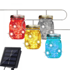 8 Glass Jar Multi Coloured LED Festoon String Lights