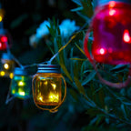 8 Glass Jar Multi Coloured LED Festoon String Lights