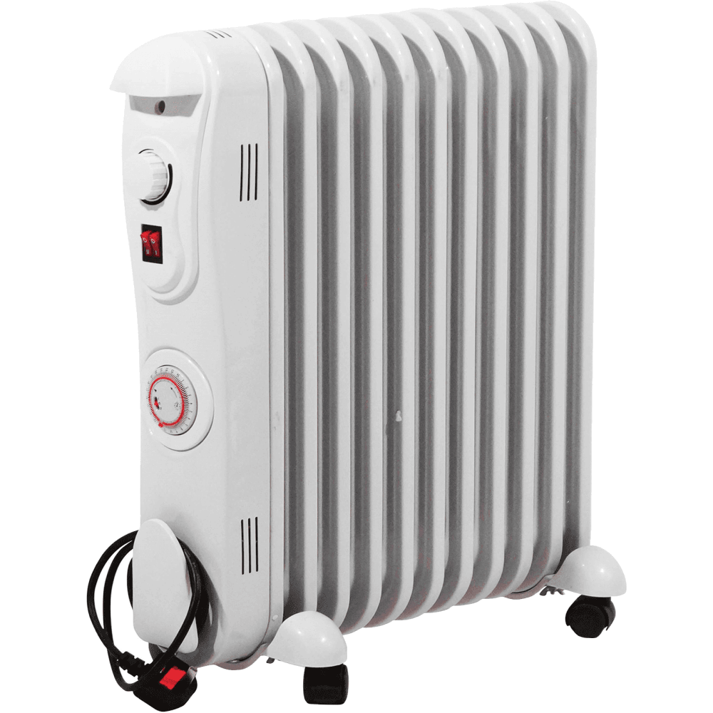 11 Fin Oil Filled Radiator 2.5kW with Timer White