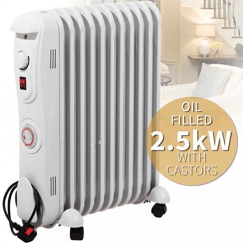 11 Fin Oil Filled Radiator 2.5kW with Timer White