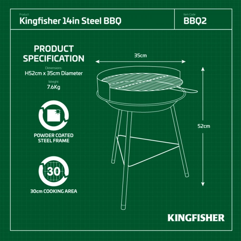 14" Portable Round Barbecue BBQ Grill
