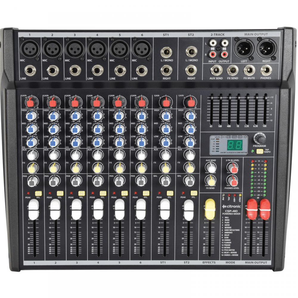CSP-410 10-Channel Compact Powered Mixer Amplifier 400w RMS Digital DSP FX