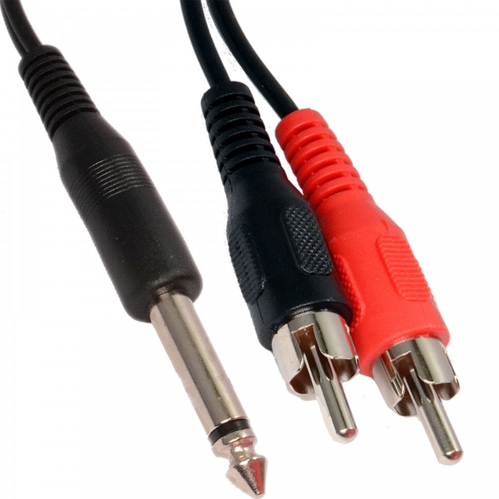 6.35mm Mono Jack Plug to 2 x Phono Plugs (RCA)
