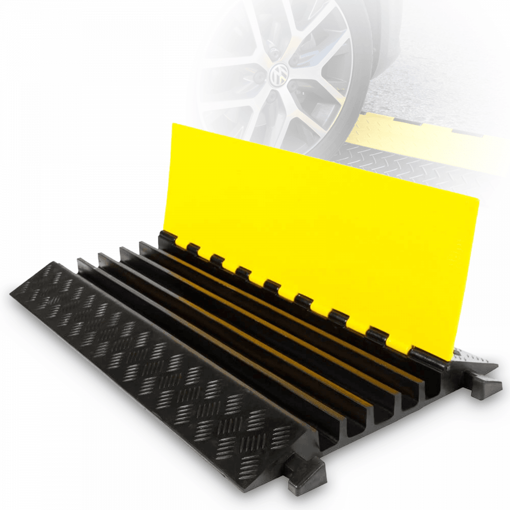 5 Channel 1m Rubber Cable Guard Black and Yellow
