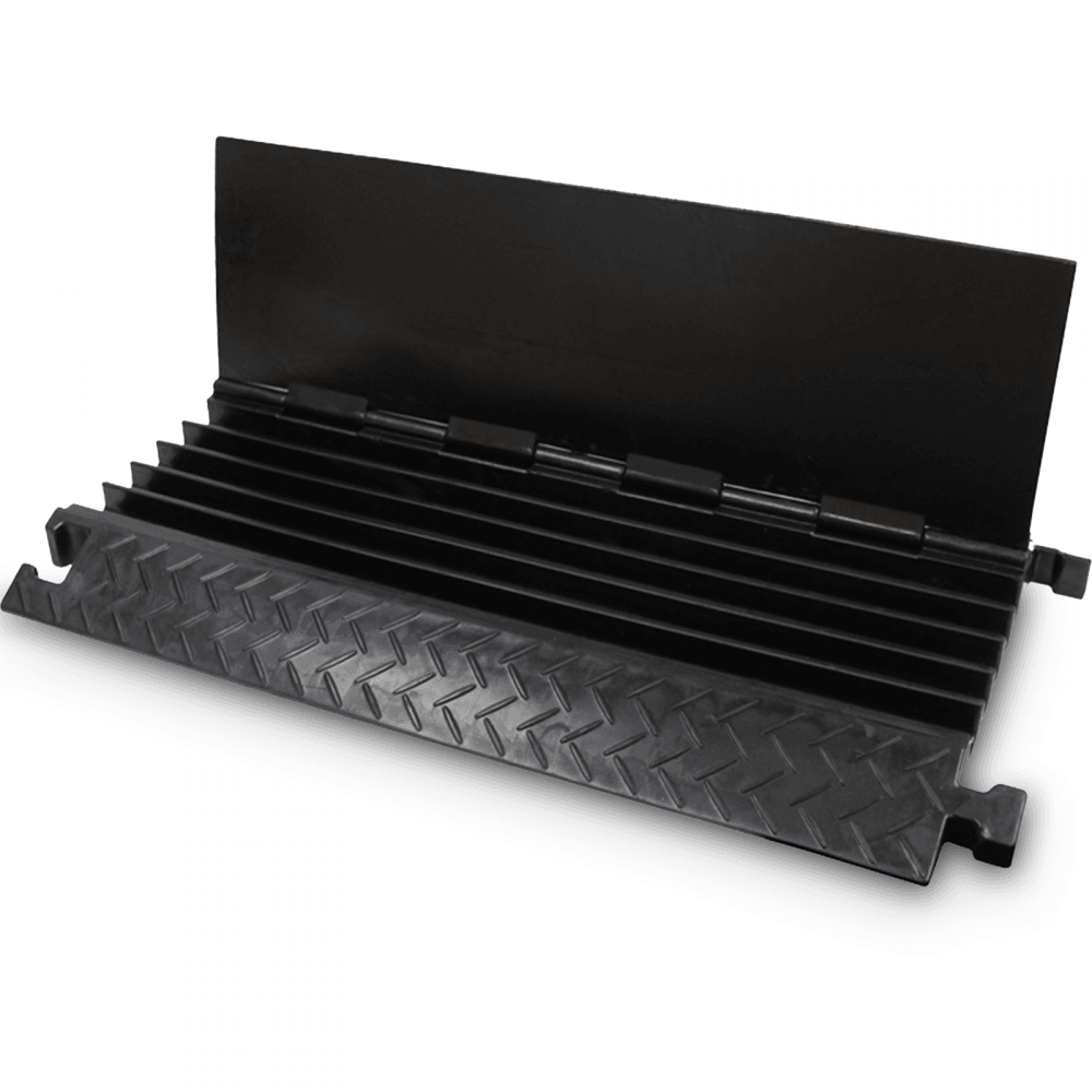 5 Channel 1m Rubber Cable Guard Black