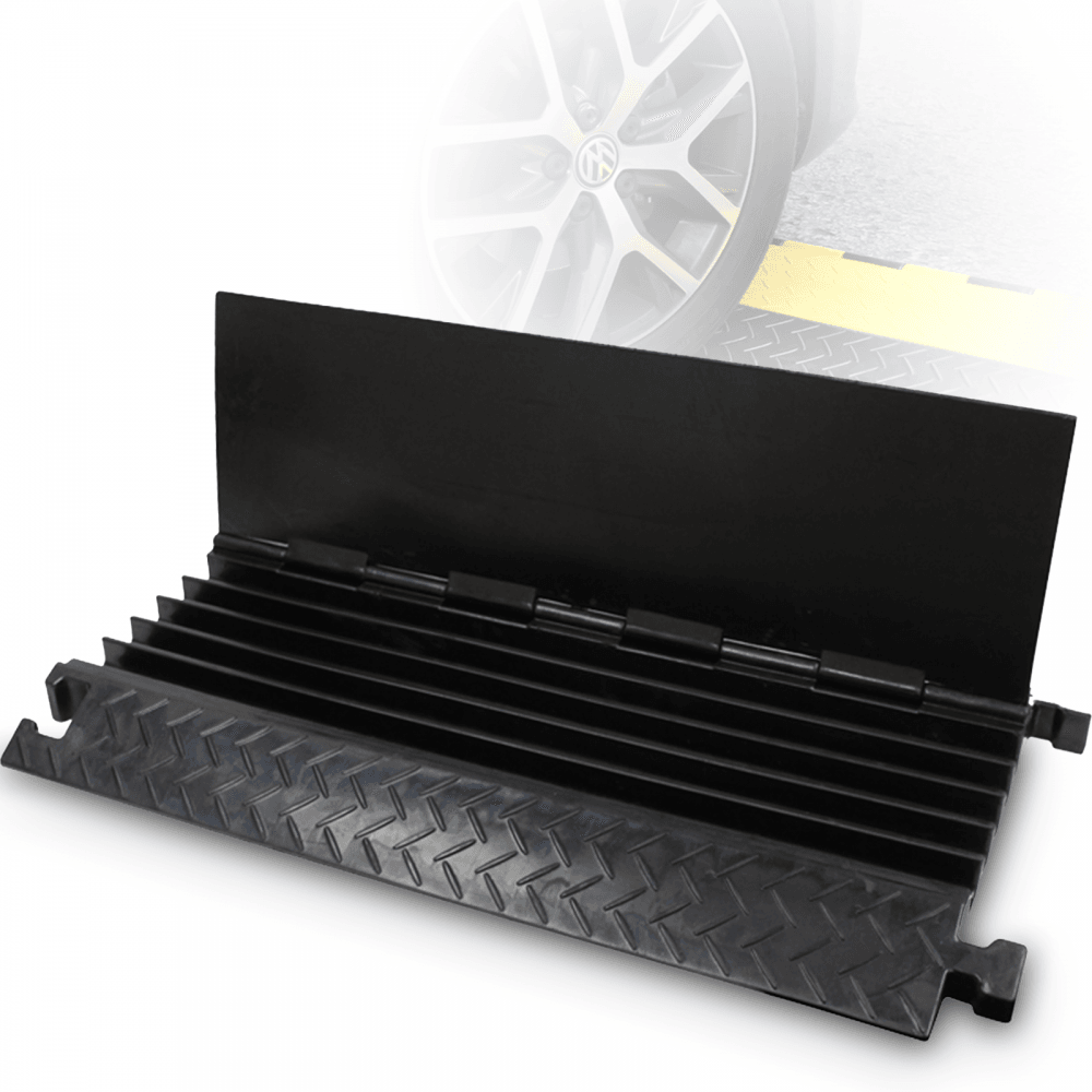 5 Channel 1m Rubber Cable Guard Black