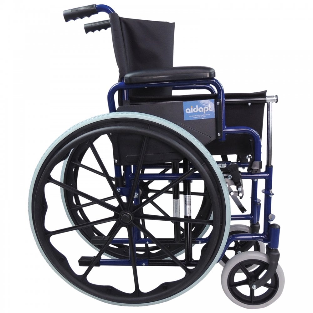 Foldable Self Propelled Steel Wheelchair - Blue