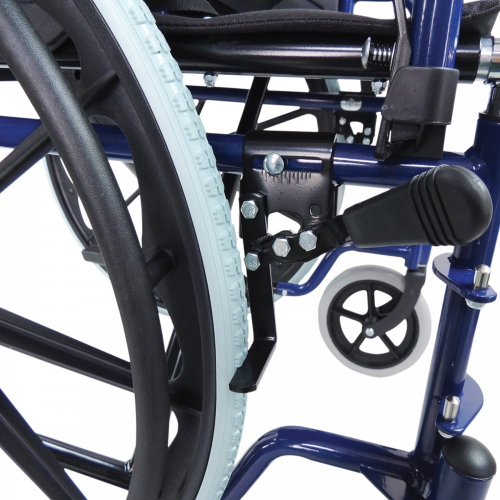 Foldable Self Propelled Steel Wheelchair - Blue