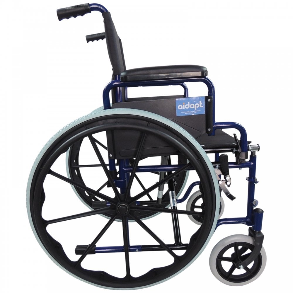 Foldable Self Propelled Steel Wheelchair - Blue