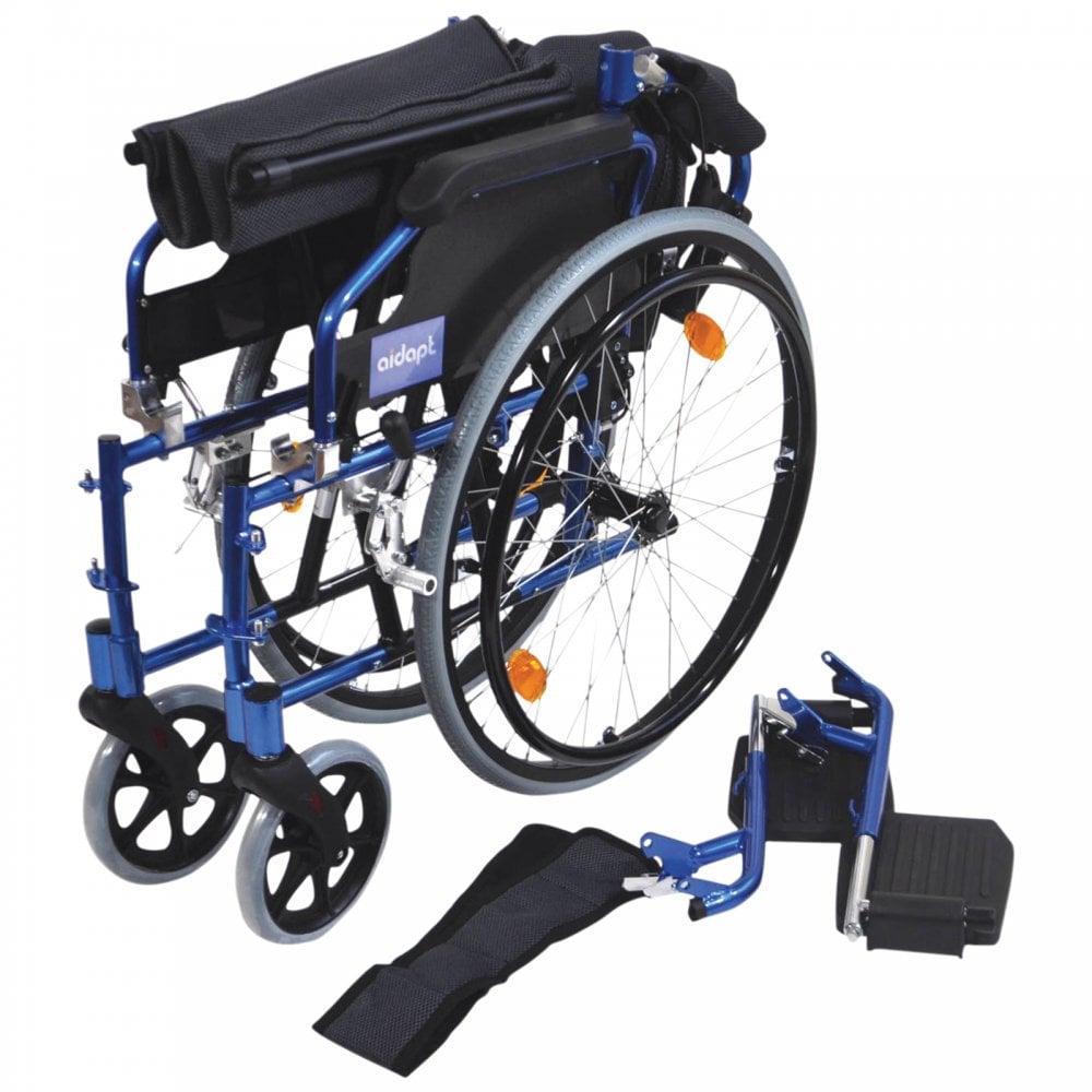 Foldable Lightweight Self Propelled Aluminium Wheelchair - Blue