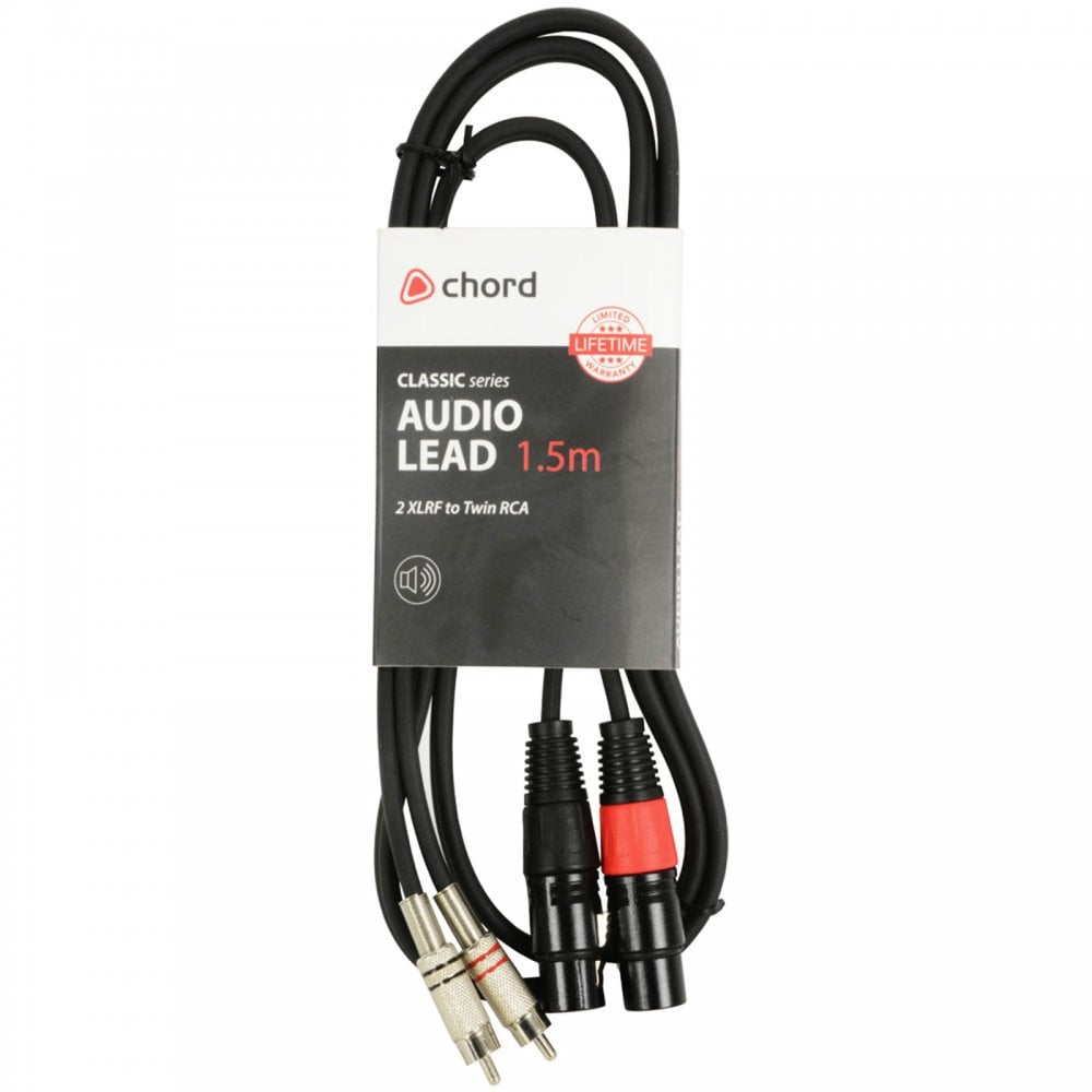 Twin Female XLR to Twin RCA Phono Plug Audio Lead 1.5, 3, 6M