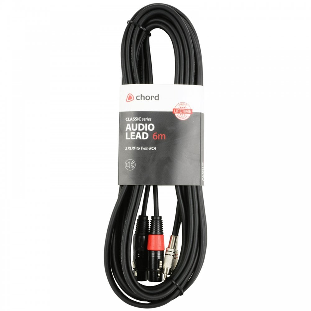 Twin Female XLR to Twin RCA Phono Plug Audio Lead 1.5, 3, 6M