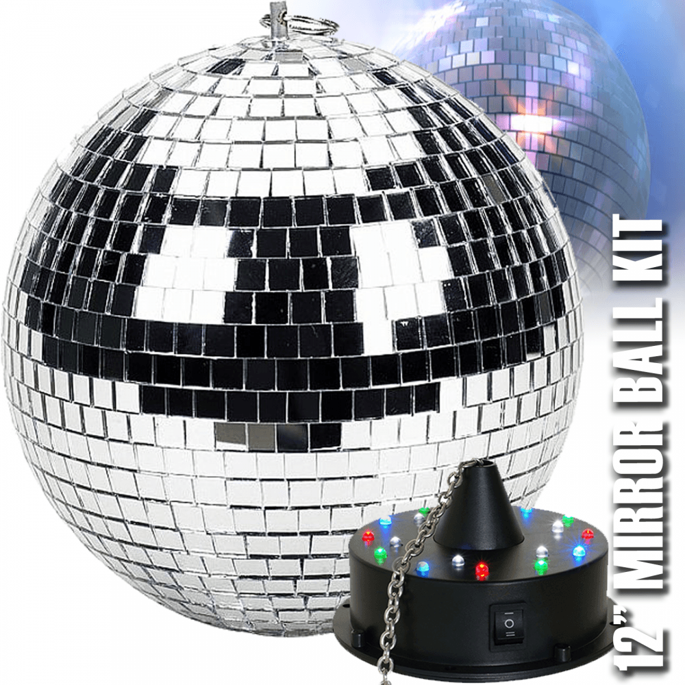 Silver Mirror Ball Decor Lighting 300mm 12 inch inc Motor