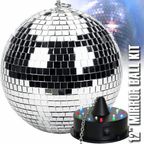 Silver Mirror Ball Decor Lighting 300mm 12 inch inc Motor