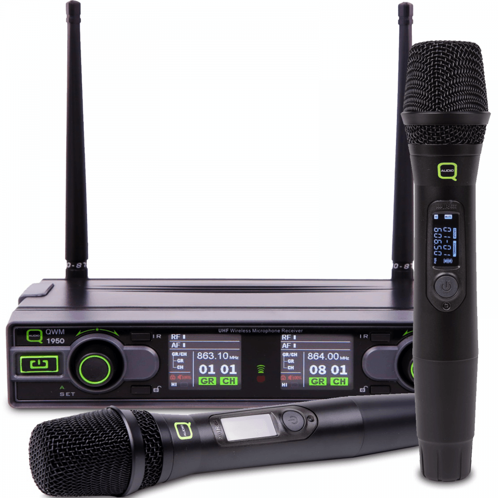 QWM1950 Twin Handheld Radio Mic System inc Carry Case