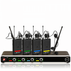 NU4 Quad Wireless Microphone System UHF Headset Lapel